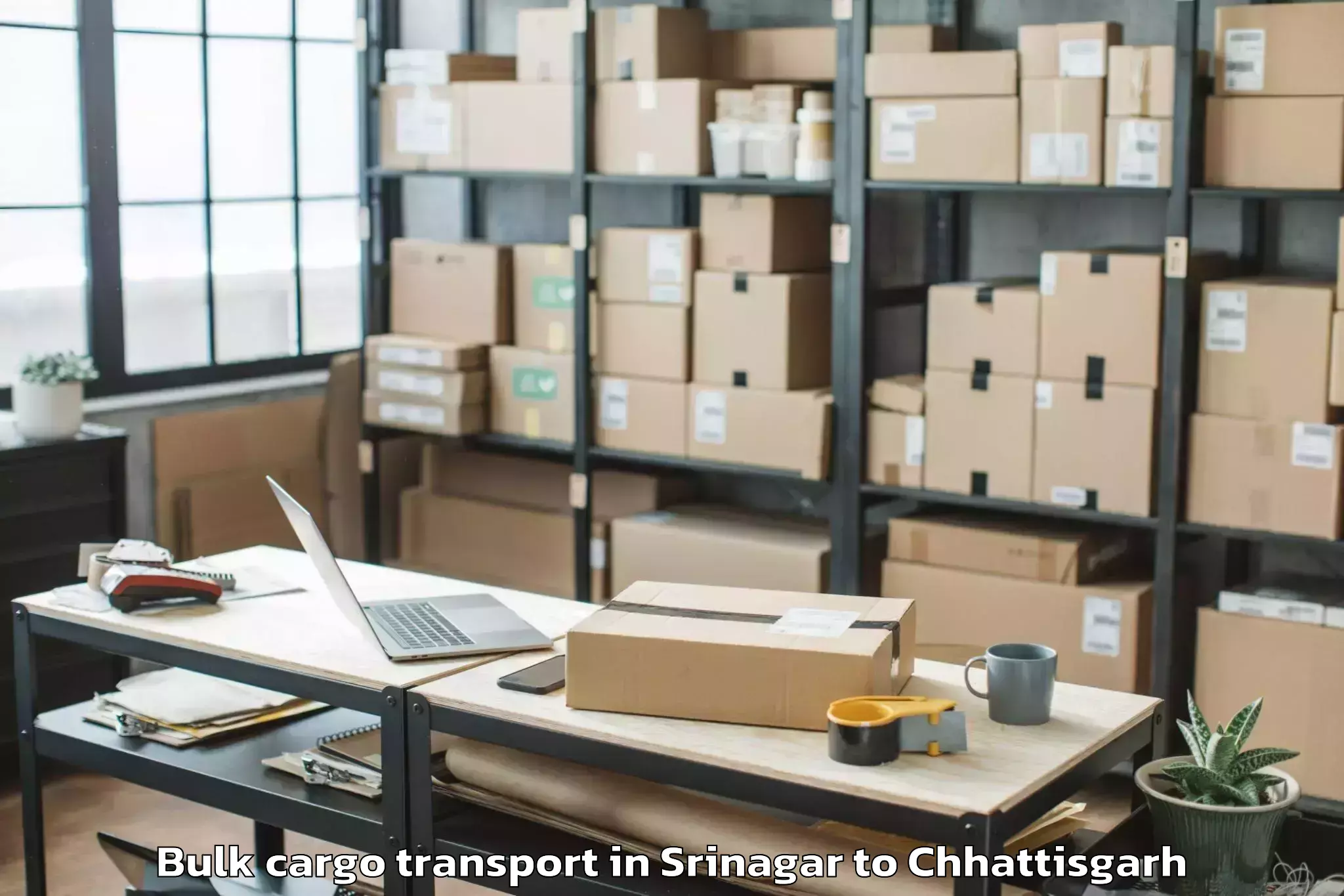 Book Your Srinagar to Janjgir Bulk Cargo Transport Today